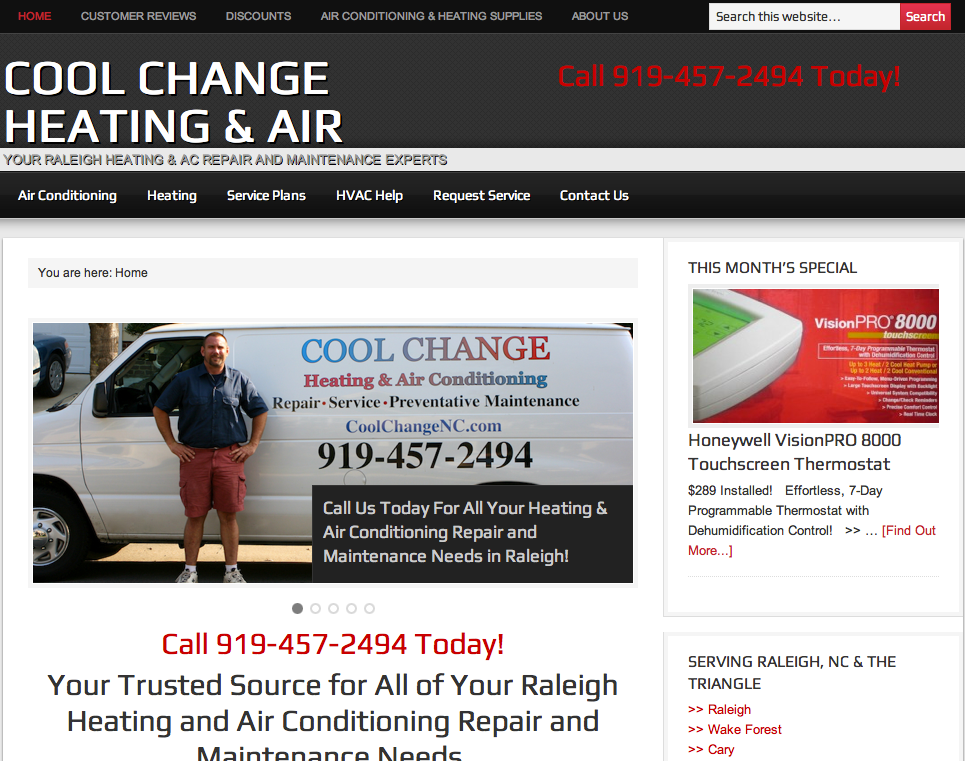 Heating and Air Conditioning Website Design
