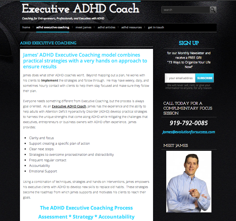Web design for ADHD coaching site