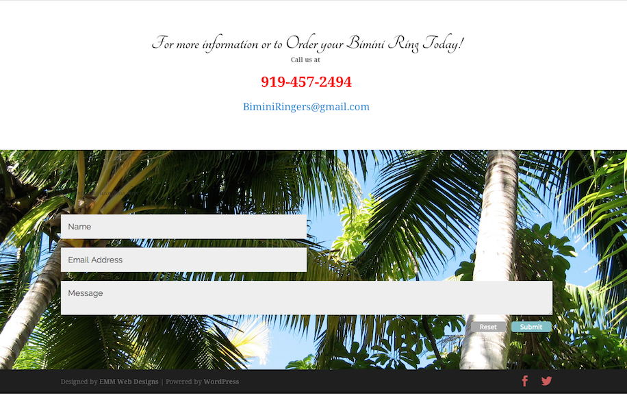 Contact page for Raleigh small business website design